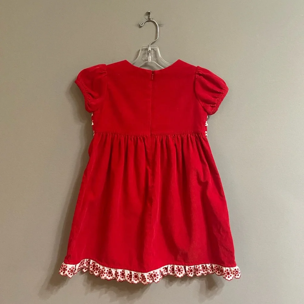 Hanna Andersson Girls Corduroy Ruffle Dress, Size 100 (Size 4)